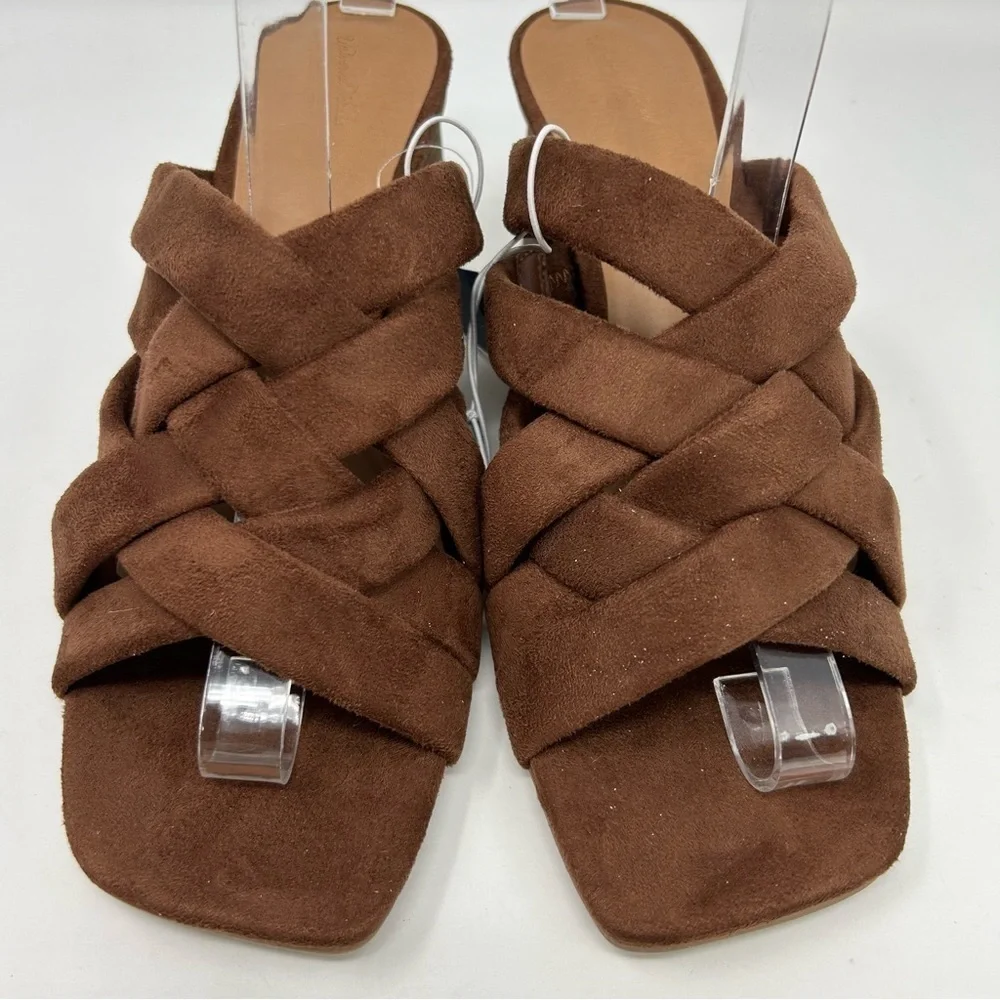 Universal Thread Andy Brown Strappy Slip On Heeled Sandals Size 9.5 Open Toe